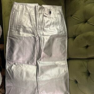 Free People Shimmering Silver Pants